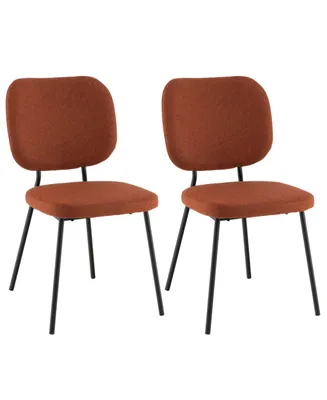 Costway Set of 2 Modern Fabric Dining Chairs Padded Kitchen Armless Accent Chair