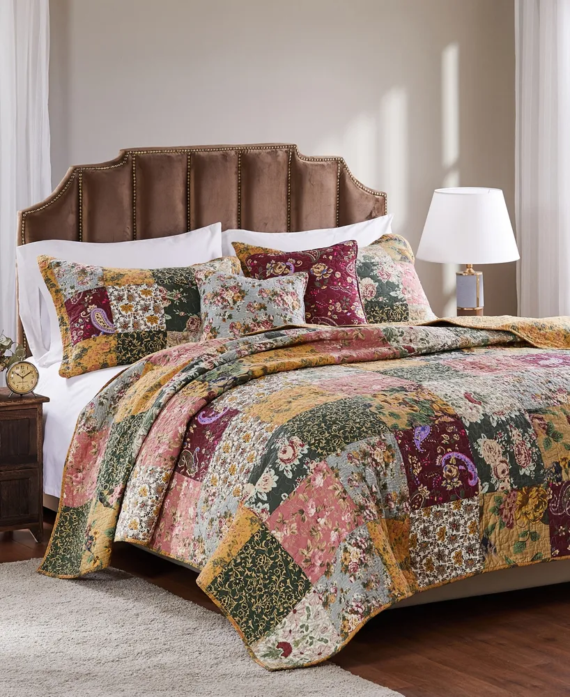 Greenland Home Fashions Antique Chic Cotton Authentic Patchwork Piece Quilt Set