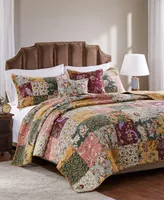 Greenland Home Fashions Antique Chic Cotton Authentic Patchwork Piece Quilt Set