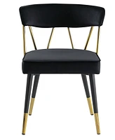 Best Master Furniture Aireys 31" Velvet with Metal Accents Armless Chair, Set of 2