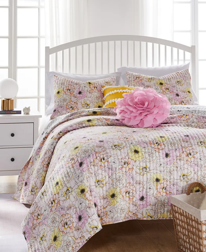 Greenland Home Fashions Misty Bloom Floral Reversible Piece Quilt Set