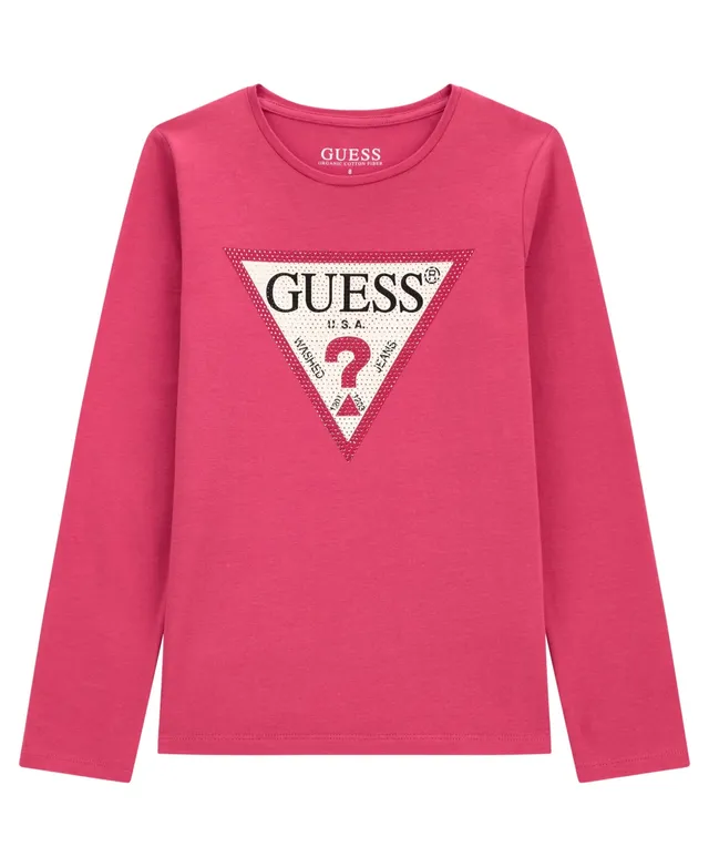 Guess Big Girls Stretch Jersey All Over Print T-shirt with Screen and Foil  Print Logo