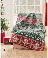 Greenland Home Fashions Fair Isle Velvet Reversible Throw, 50" x 60"