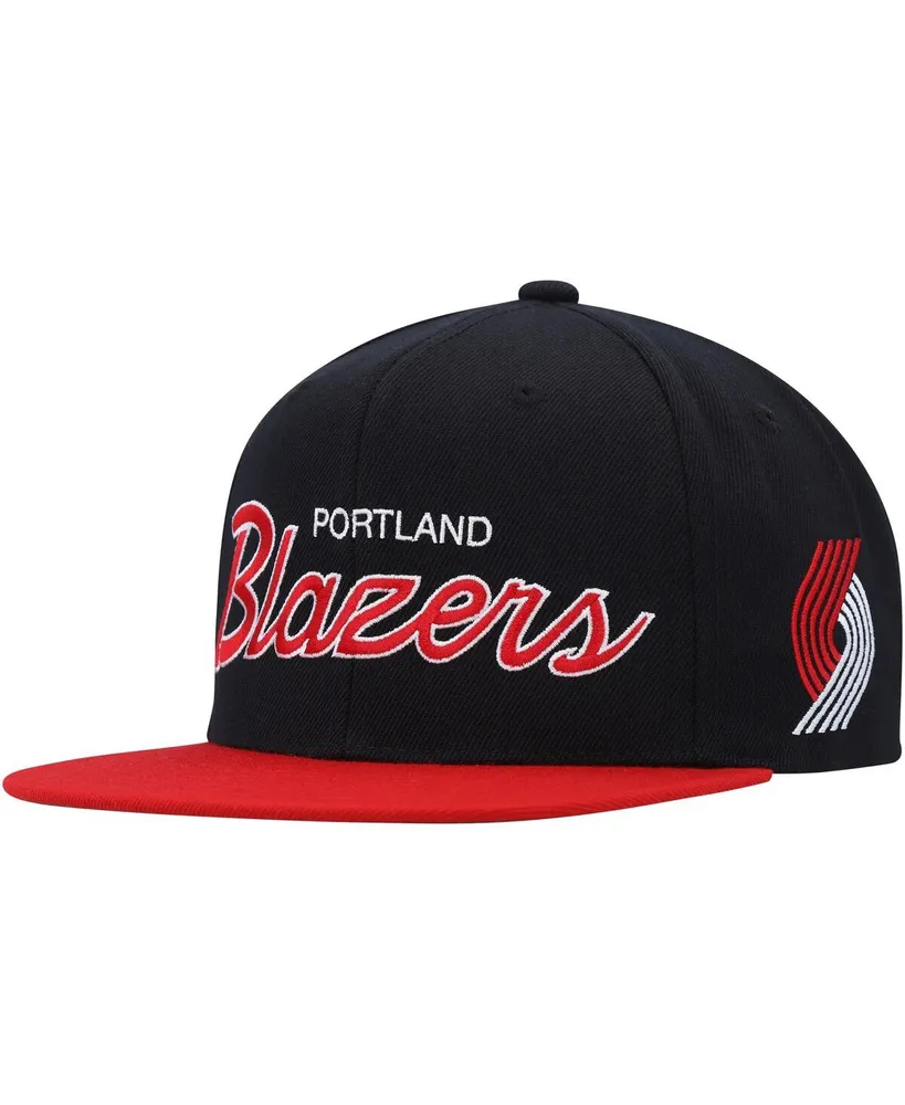 Men's Mitchell & Ness Black Portland Trail Blazers Hardwood Classics Mvp Team Script 2.0 Snapback Hat