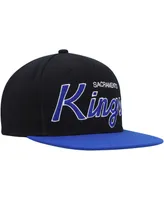 Men's Mitchell & Ness Black Sacramento Kings Hardwood Classics Mvp Team Script 2.0 Snapback Hat