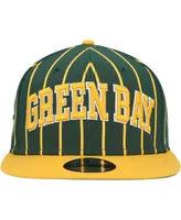 Men's New Era Green, Gold Green Bay Packers Pinstripe City Arch 9FIFTY Snapback Hat