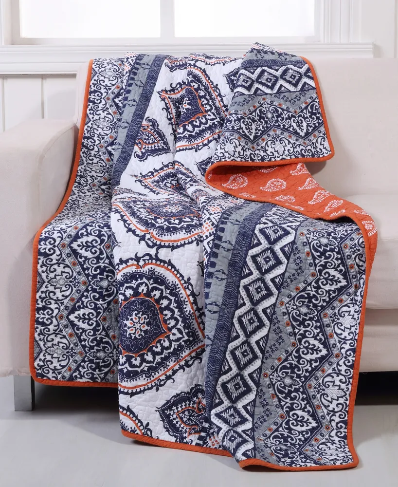 Greenland Home Fashions Medina Paisley Reversible Throw, 50" x 60"