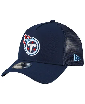 Men's New Era Navy Tennessee Titans A-Frame Trucker 9FORTY Adjustable Hat