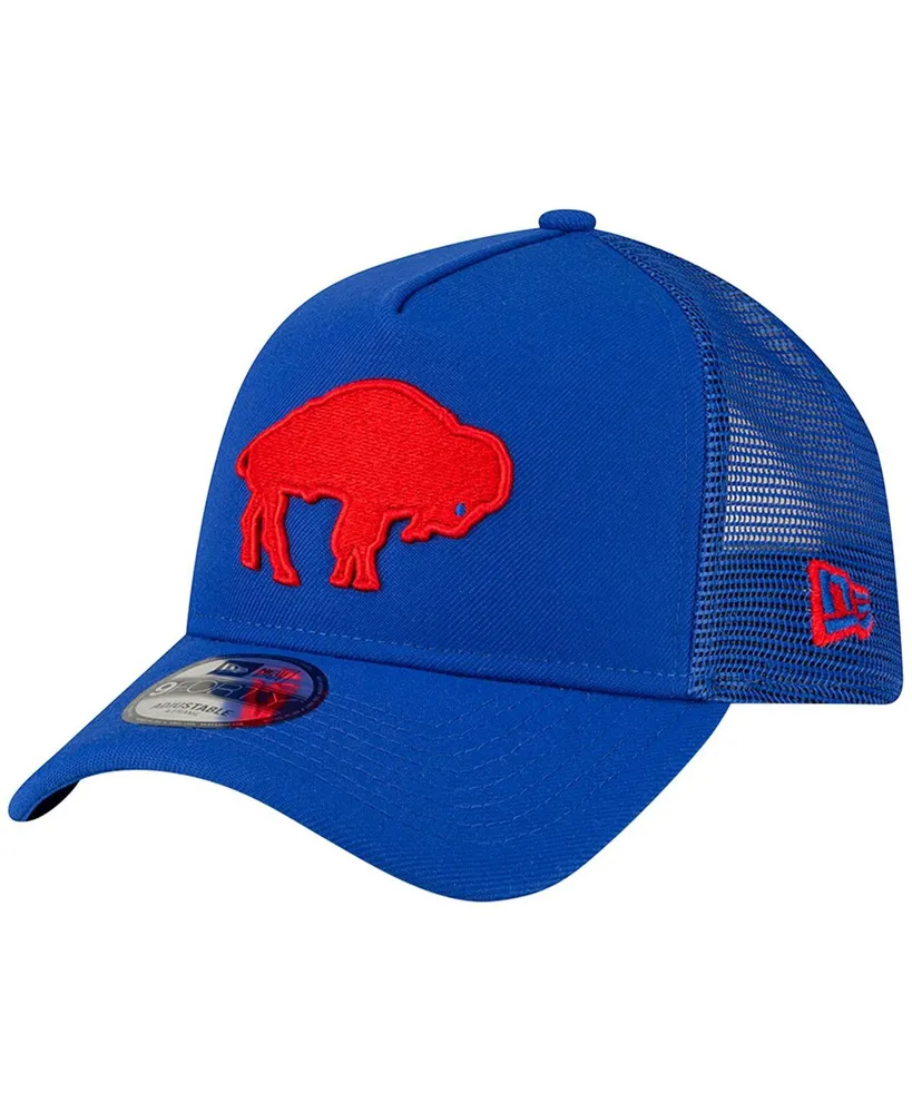 Men's New Era Royal Buffalo Bills Throwback Logo A-Frame Trucker 9FORTY Adjustable Hat