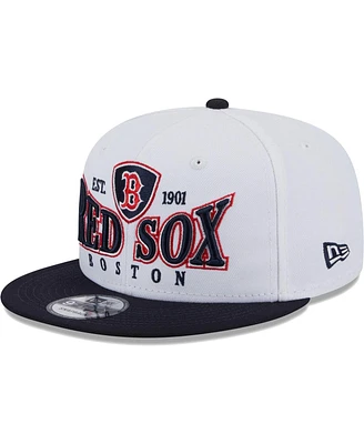 Men's New Era White, Navy Boston Red Sox Crest 9FIFTY Snapback Hat