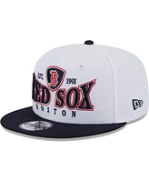 Men's New Era White, Navy Boston Red Sox Crest 9FIFTY Snapback Hat