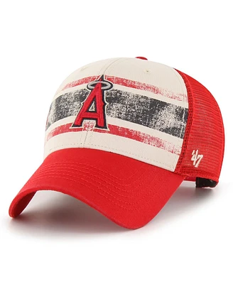 Men's '47 Brand Cream, Red Los Angeles Angels Breakout Mvp Trucker Adjustable Hat