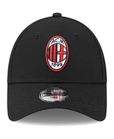 Big Boys and Girls New Era Black Ac Milan Core 9FORTY Adjustable Hat