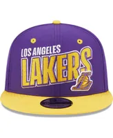 Men's New Era Purple, Gold Los Angeles Lakers Stacked Slant 2-Tone 9FIFTY Snapback Hat