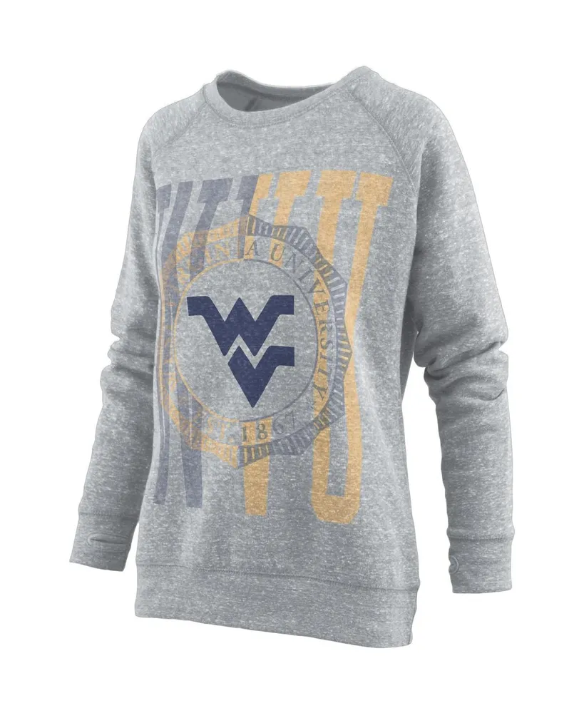 Women's Pressbox Heather Gray West Virginia Mountaineers Knobi Raglan Pullover Sweatshirt