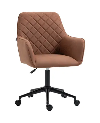 Vinsetto Office Chair w/Leather-Feel Fabric, Diamond Lines and Mid-back Armrests
