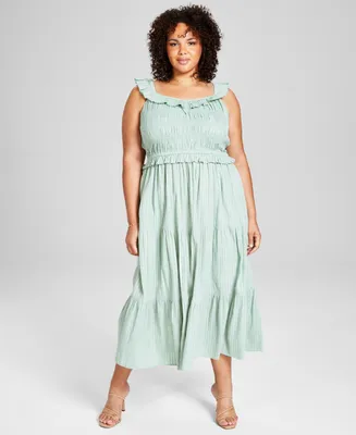 And Now This Trendy Plus Ruffled Smocked-Top Dress, Created for Macy's