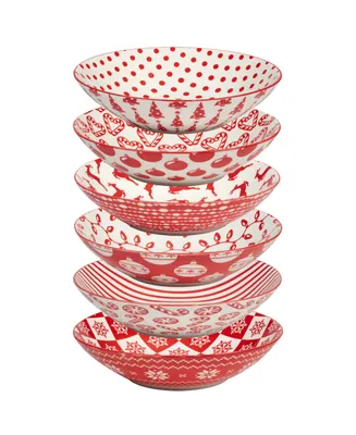 Certified International Peppermint Candy 40 oz Soup Bowls Set of 6, Service for 6