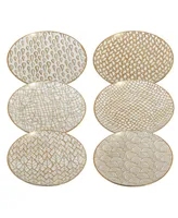 Certified International Mosaic Gold- Silver Tone Canape Plates Set of 6