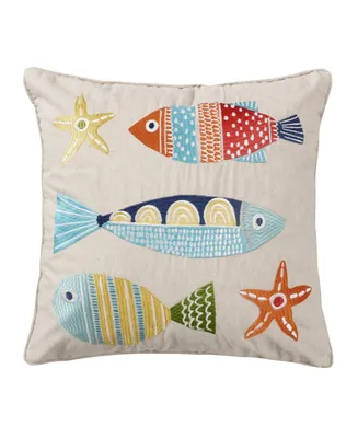 Levtex St. Anton Fish Embroidered Decorative Pillow, 18" x 18"