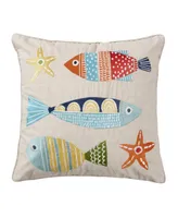 Levtex St. Anton Fish Embroidered Decorative Pillow, 18" x 18"