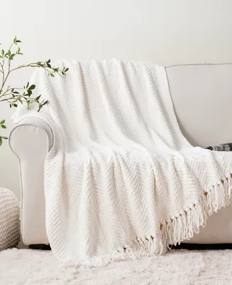 Battilo Classic Textured Woven Micro Chenille Throw