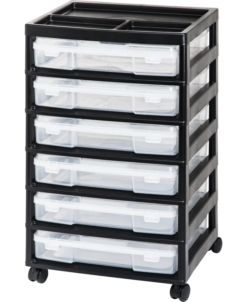 IRIS USA Plastic Organizers and Storage with Drawer, Black