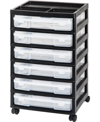 Iris Usa 6 Drawers Scrapbook Plastic Storage Cart with Organizer Top with casters