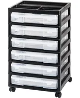 Iris Usa Fits 12" x 12" Paper, 6-Tier Scrapbook Rolling Storage Cart with Organizer Top for Papers Vinyl Tools Office Art and Craft Supplies Yarn Blac