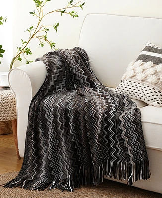 Battilo Lifestyle Colorful Chevron Bohemian Knit Throw, 51" x 80"