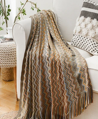 Battilo Lifestyle Colorful Chevron Bohemian Knit Throw, 51" x 80"