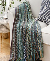 Battilo Lifestyle Colorful Chevron Bohemian Knit Throw, 51" x 80"