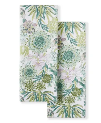 Martha Stewart Succulents Dual Purpose Kitchen Towel 2-Pack Set, 16" x 28"