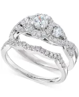 Diamond Halo Twist Shank Bridal Set (7/8 ct. t.w.) in 14k White Gold