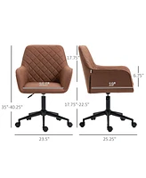 Vinsetto Office Chair w/Leather-Feel Fabric, Diamond Lines and Mid-back Armrests