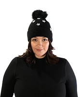 Marcus Adler Imitation Pearl Flower Pom Beanie