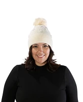 Marcus Adler Imitation Pearl Flower Pom Beanie