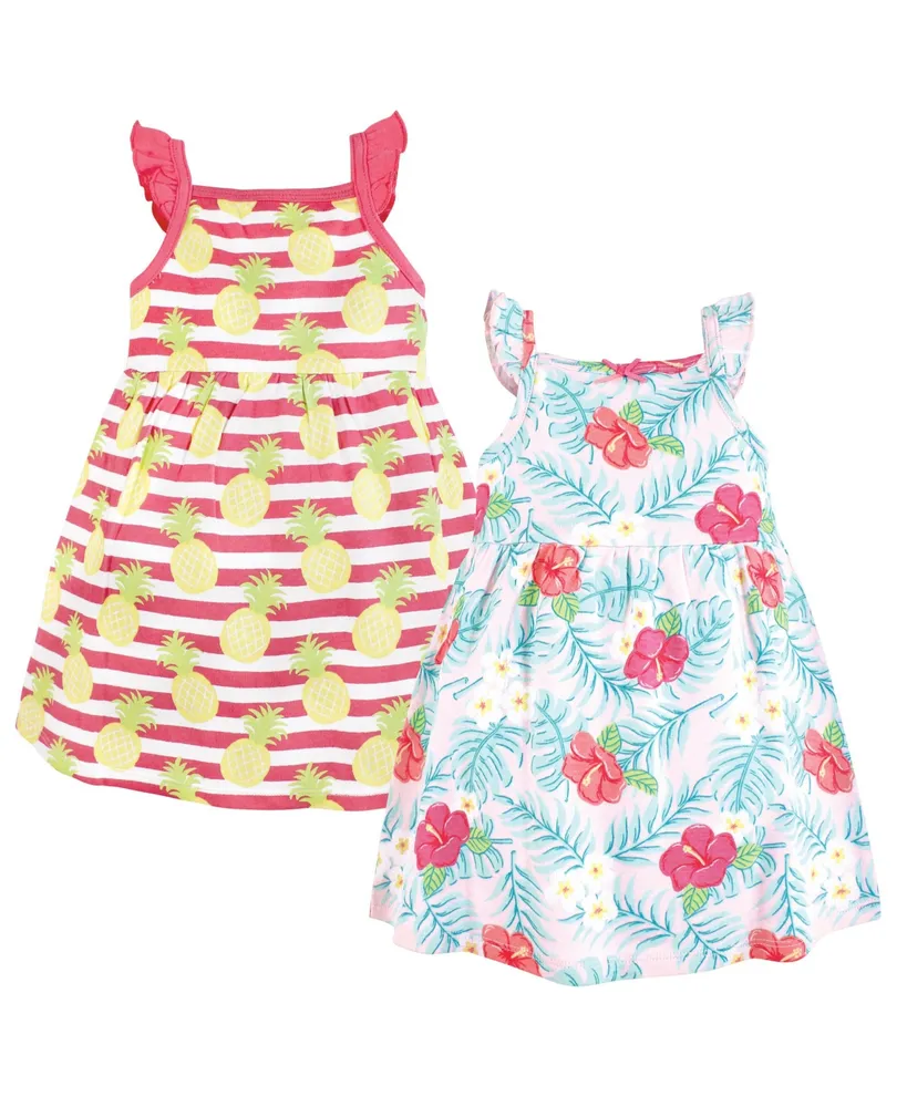 Hudson Baby Toddler Girls Cotton Dresses, Tropical Floral, 5