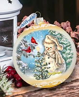 Designocracy Glowing Snowman Large Mercury Glass Collectible Ornaments D. Gelsinger