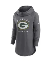 Women's Nike Heather Charcoal Green Bay Packers Raglan Funnel Neck Pullover Hoodie