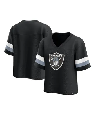 Women's Fanatics Black Las Vegas Raiders Established Jersey Cropped V-Neck T-shirt