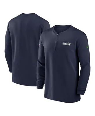 Men's Nike College Navy Seattle Seahawks 2023 Sideline Performance Long Sleeve Quarter-Zip Top
