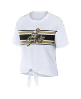 Women's Wear by Erin Andrews White New Orleans Saints Front Tie Retro T-shirt