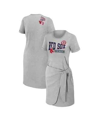 Women's Wear by Erin Andrews Heather Gray Boston Red Sox Knotted T-shirt Dress