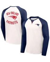 Men's Nfl x Darius Rucker Collection by Fanatics Cream, Navy New England Patriots Long Sleeve Raglan T-shirt