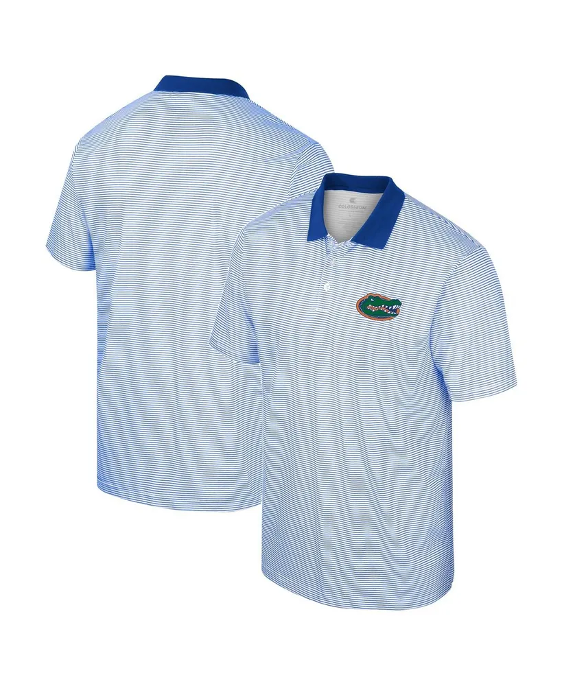 Men's Colosseum White, Royal Florida Gators Print Stripe Polo Shirt