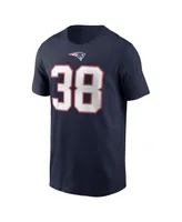 Men's Nike Rhamondre Stevenson Navy New England Patriots Player Name and Number T-shirt