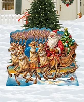 Designocracy Santa in Sleigh 28" Outdoor Holiday Yard Decor G. DeBrekht