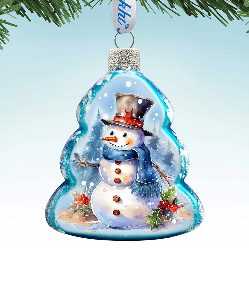Designocracy Cheerful Snowman Keepsake Christmas Mercury Glass Ornaments G. DeBrekht