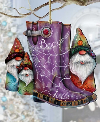 Designocracy Holiday Wooden Ornaments Hello Halloween Boots Home Decor J. Mills-Price